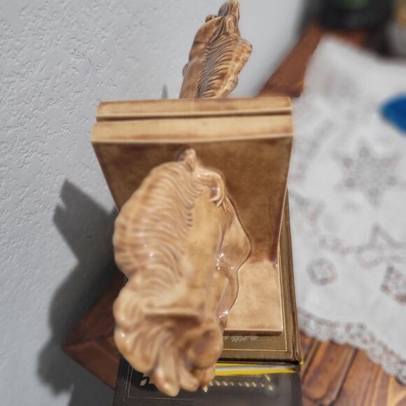 Vintage Set Of Ceramic Horse Head Bookends MCM Hobbyist Unsigned Equestrian West - Picture 8 of 13